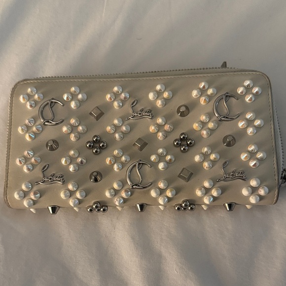 Christian Louboutin Ivory Studded Zip-Around Wallet - Picture 2 of 5